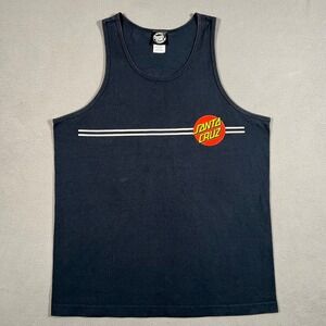 Santa Cruz Skateboards Tank Top Mens Medium Blue Classic Dot Logo Muscle Tee